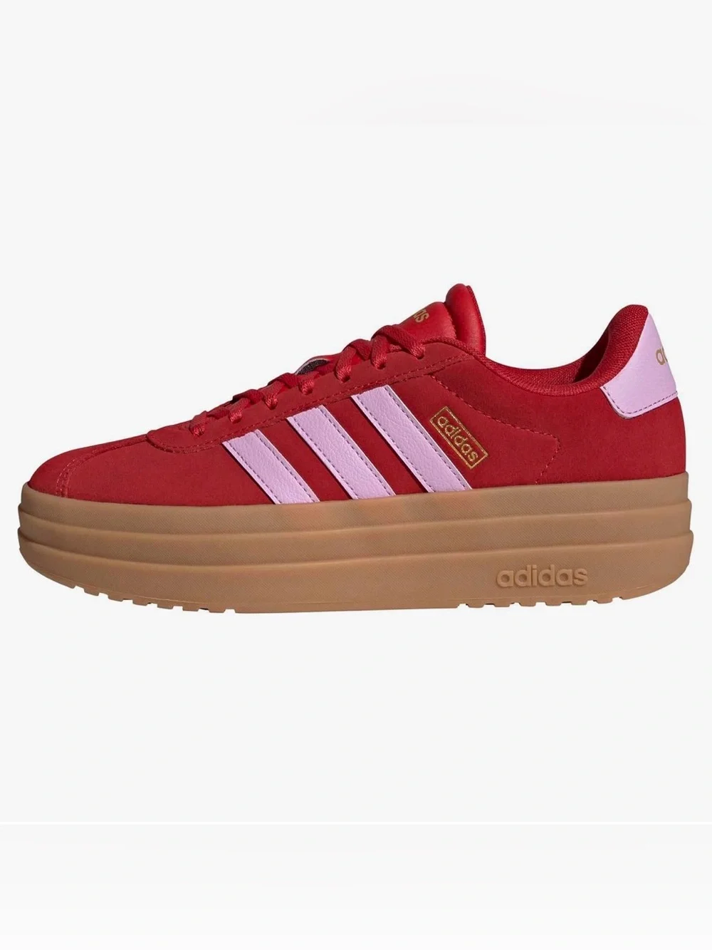 adidas Red Platform Sneakers with Pink Stripes and Gum Sole new size 7
